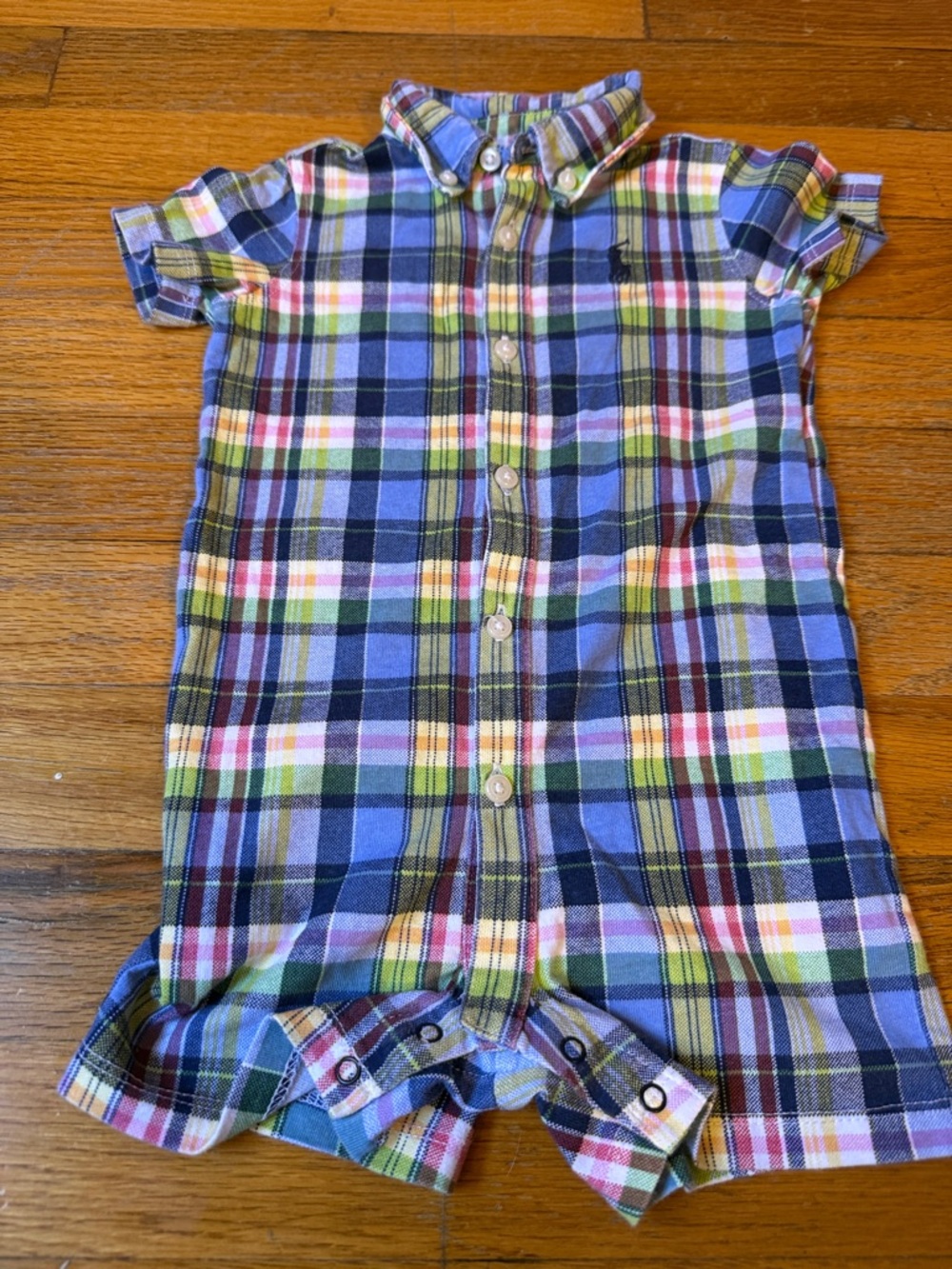 Ralph Lauren Multicolor Plaid Button-Down Kids Romper